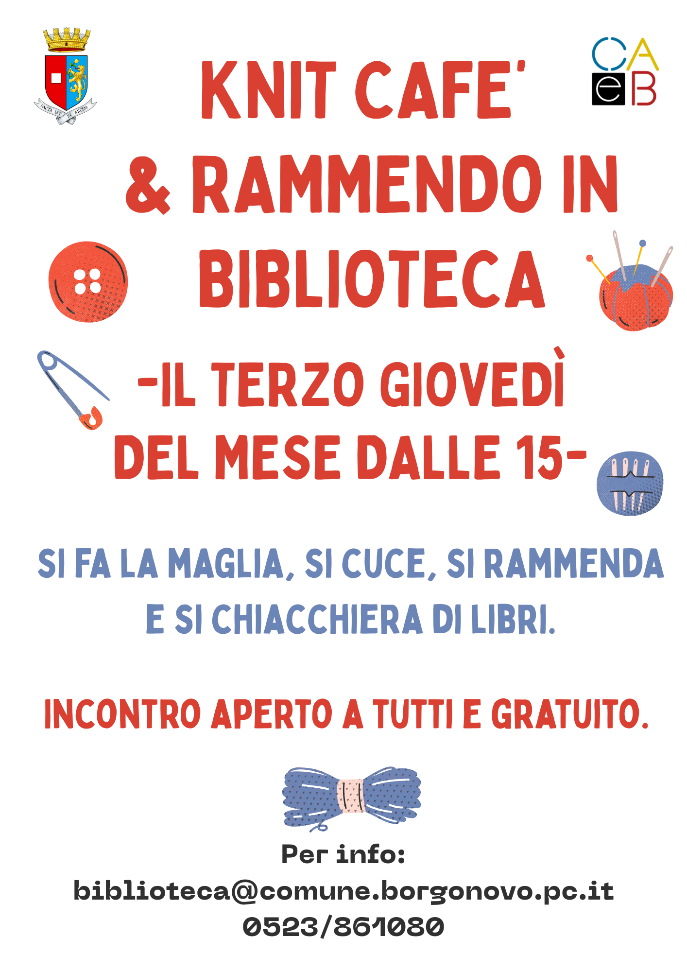 Knit Caf&egrave; in Biblioteca a Borgonovo